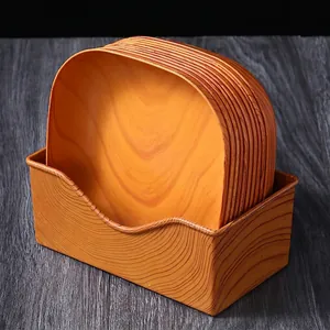 Japanese wood grain style square bone plate set with matching vertical storage base