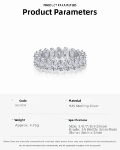 Detail view of 925 sterling silver ring featuring 5A grade oval-cut cubic zirconia stones