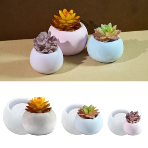 Moule En Silicone Rond Pot De Fleurs Succulentes Boîte De Rangement Aromathérapie Bricolage Ciment Gypse Jardinière Décor