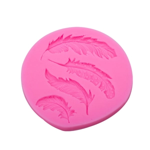 Pink feather leaf silicone cake mold for DIY chocolate fondant and baking decoration