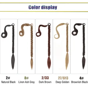 80cm synthetic fiber braided ponytail extensions available in five multi-tone color options