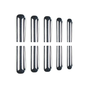 Cyberpunk metallic chrome silver press-on nails with reflective mirror finish 24pcs set
