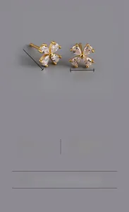 Detailed size parameters of S925 silver flower stud earrings with zircon inlay
