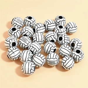 Mixed set of 10-12mm acrylic volleyball pattern beads for DIY bracelet jewelry making