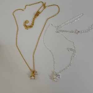 925 silver bear necklaces with pearls and zircons in gold and silver finishes