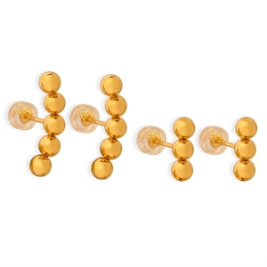Minimalist gold plated stainless steel geometric ball earrings set in two unique styles