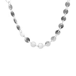 Elegant stainless steel 6mm disc chain necklace set with a polished silver finish