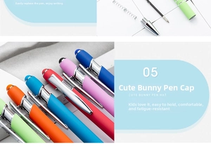 Detailed view of disassembled retractable gel pen showing internal spring and multicolor barrel