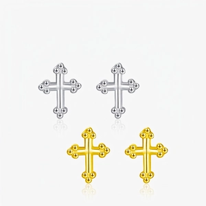 Vintage Mini Cross Stud Earrings 925 Sterling Silver Retro British Style Small Plated Fine Jewelry For Women