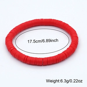 Boheemse elastische armband met rode Heishi-kralen, omtrek 17,5 cm, stijlvol voor dames