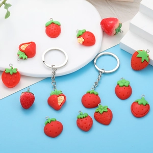 DIY resin strawberry charms and keychains for handmade jewelry and accessories