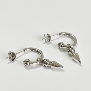 Gothic 925 sterling silver drop earrings with scripture engraving and cone pendants