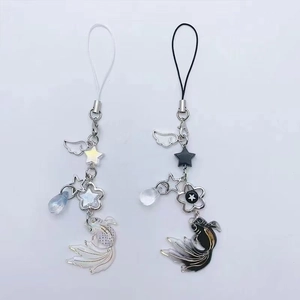 Koi Fish Phone Strap Lucky Alloy Resin Star Flower Bead Pendant Bag Accessory New Chinese Style Ornament