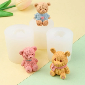 3D bear silicone mold for scented gypsum candles and DIY handmade resin ornaments