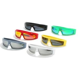Athletic Y2K sports sunglasses in six vibrant colors with a wraparound plastic frame design