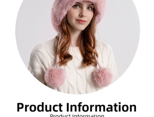 Detail of pink faux fur earflap hat with soft texture and large plush pom-poms
