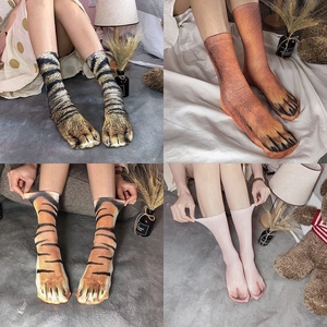 Unisex 3D animal paw print socks with realistic cat and dog claw patterns in four styles