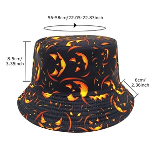 Chapeau bob d'Halloween avec motifs citrouille orange et détails de dimensions