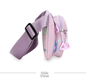 Side view of purple waterproof waist bag showing durable layers and adjustable strap