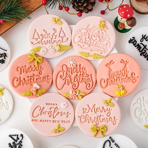 Weihnachtsplätzchenformen Frohe Weihnachten Gruß Keksstempel PLA Kunststoff Silikon Fondant Ausstecher Backzubehör