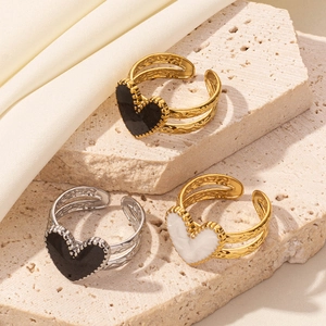 Minimalist 304 stainless steel open heart ring in gold and silver finishes
