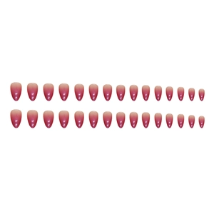 Glossy almond ombré press-on nails in gradient pink to light pink, set of 30 pieces