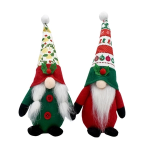 Classic Nordic Christmas Gnomes set featuring red and green plush Forest Old Man decorations