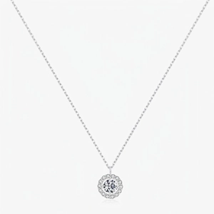Round Halo Pendant Necklace 925 Sterling Silver Elegant Cubic Zirconia Clavicle Chain Minimalist Fine Jewelry For Women