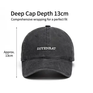 Berretto da baseball grigio scuro lavato con ricamo COYENRAT e profondità di 13 cm