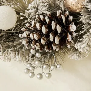 Nordic silver-grey 40cm Christmas wreath featuring pine cones and frosted berries
