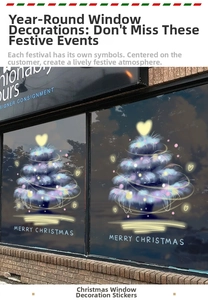 Sticker de Noël bleu pour fenêtre avec lettrage Merry Christmas sur une porte vitrée