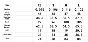 Detailed size chart for floral chiffon blouse showing measurements from XS to L