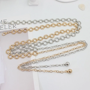 Adjustable metal ring waist chain in gold and silver finish for women dresses