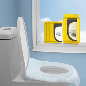 Waterproof disposable toilet seat cover 10-pack for travel with blue non-woven material
