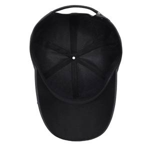 Black men's outdoor baseball cap featuring breathable mesh interior and adjustable back strap