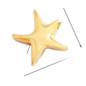 Starfish gold-plated pendant showing 13mm size and 4mm thickness technical details