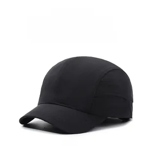 Macro view of quick-dry nylon fabric and fine stitching on a black baseball cap
