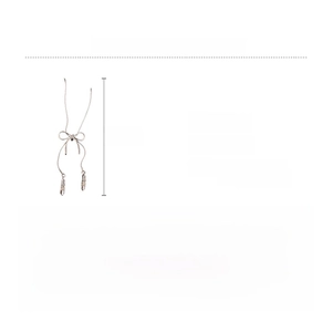 Detailed size and material specifications for long ballet bow tassel pendant necklace
