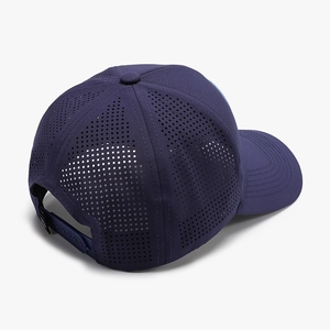 Waterproof baseball cap in deep purple with breathable laser-perforated back and adjustable strap
