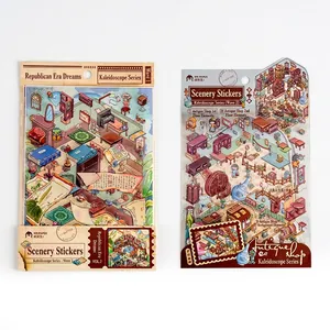 3D Kaleidoscope Series scenery stickers with PVC sheets and landscape base cards