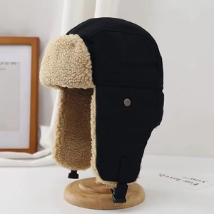 Ins-style winter aviator hat with thick warm lining and ear protection for cycling