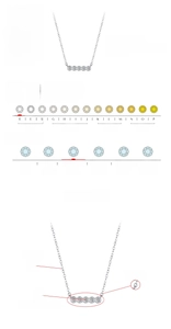 Schema dettagliato di pietre moissanite D VVS1 su una collana in argento S925 puro