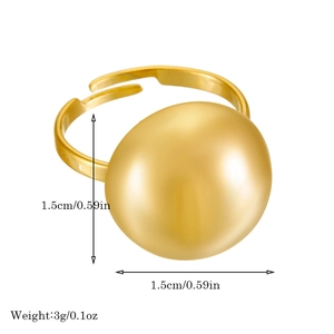 Minimalist gold plated stainless steel open ring with glossy round dome surface design