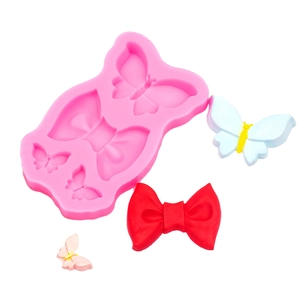 Moule en silicone rose papillons et nœud pour chocolat et fondant pâtisserie DIY