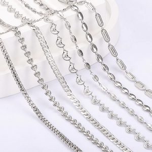 Detailed collection of assorted silver stainless steel DIY jewelry chains for necklaces