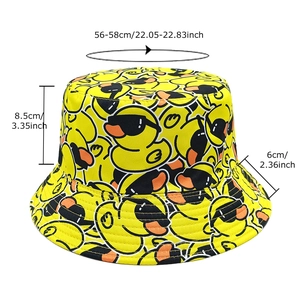 Cappello a secchiello giallo con anatre e dimensioni 56-58cm per protezione solare