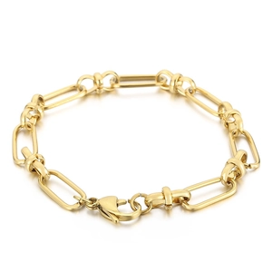 Minimalist 18k gold plated stainless steel paperclip chain bracelet with lobster clasp