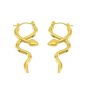 Sleek 18k gold plated snake shape titanium steel hoop earrings for a modern trendy look