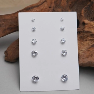 Lot de 5 paires de boucles d'oreilles en argent s925 avec zircons ronds scintillants