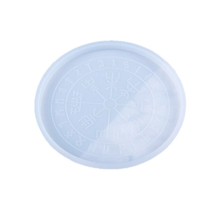 Round silicone mold with Nordic Viking compass and Rune symbols for DIY resin casting